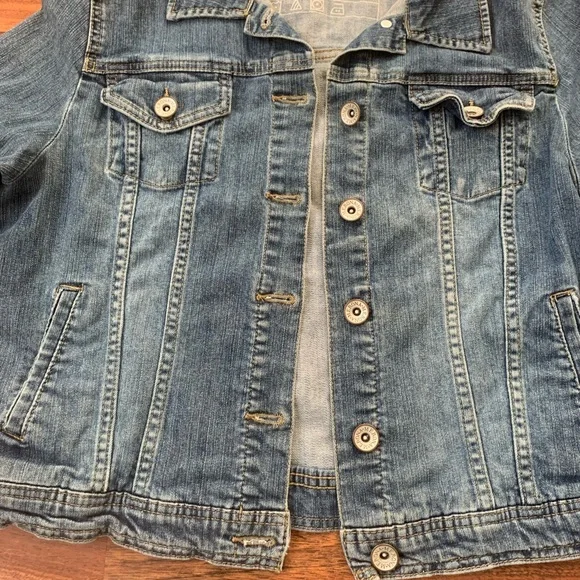 Merona Casual Button Up Denim Long Sleeve Jacket Womens Size L Blue - Picture 3 of 7